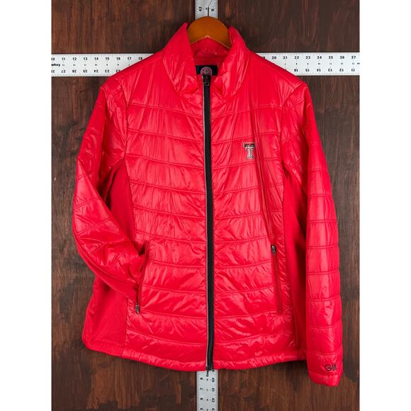 Texas Tech Red Raiders G-III Carl Banks Puffer Jacket Red Black Bred Womens XL - Picture 2 of 9